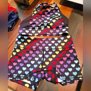 WODBOTTOM I Heart U Rainbow 3.25 inch shorties and sports bra set